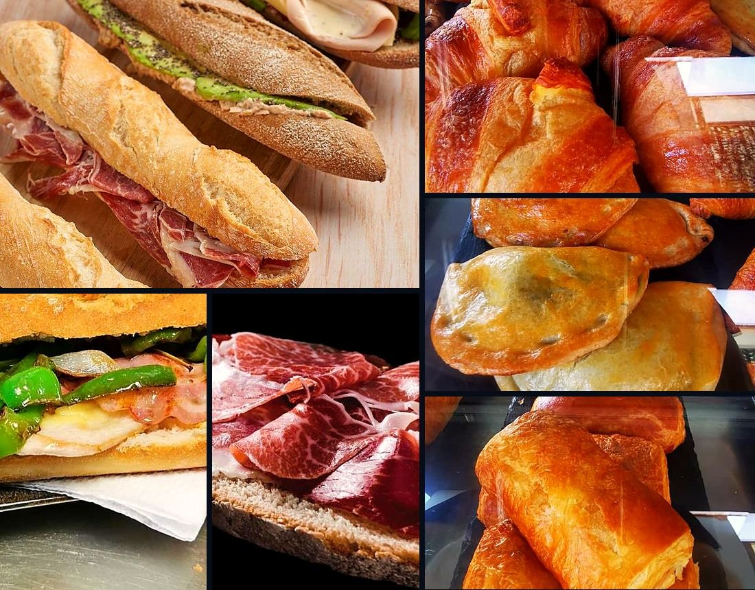 Bocadillos, croissants, empanadas y napolitanas de la vitrina